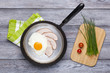 Fried egg and ham breakfast