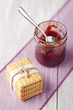 Fresh baked biscuits and red fruit jam