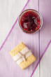 Fresh baked biscuits and red fruit jam