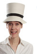 woman wearing big hat