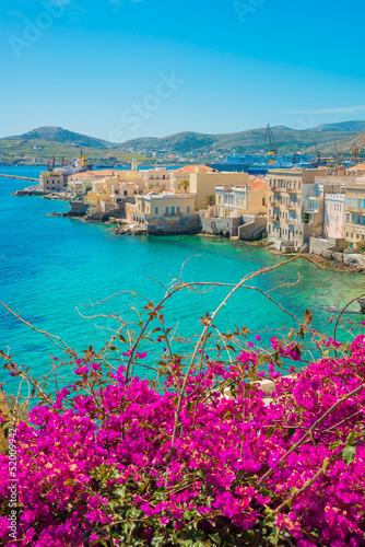  Greece Syros island artistic view of main capitol, also known as