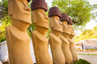 Moais statues in the garden