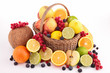 isolated fruits on wicker basket