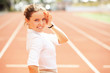 Business woman sport manager at athletic stadium