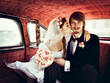 Beautiful happy young bride and groom