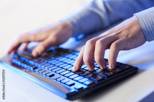 Photo: Click! Hands of a man on keyboard Click! Hands of a man on keyboard