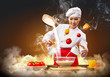 Asian female cooking with magic