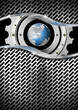 Metal Background with Grid, Gear and Globe