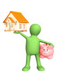 Puppet with piggy bank and house