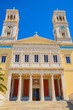 Greece Syros, traditional architecture view of church in main ca