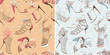 Vektor: Two seamless patterns with high-heeled sandals Two seamless patterns with high-heeled sandals