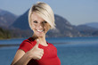 Beautiful woman giving a thumbs up