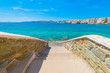 Greece Syros, wide sea view with little venice in background in