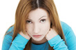 Sad depressed woman portrait