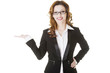 Photo: Businesswoman showing copy space on her palm Businesswoman showing copy space on her palm