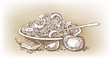 Italian pasta with tomato drawn by hand
