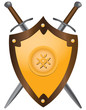 Vector: Medieval swords with shield Medieval swords with shield