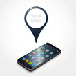 Vector: smartphone, logo, géolocalisation smartphone, logo, géolocalisation