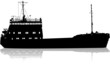 Silhouette of the sea cargo ship