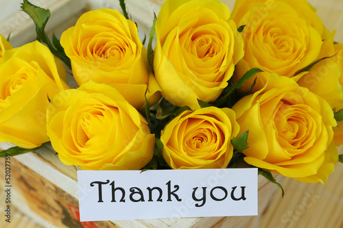 Photo: Thank you note with yellow roses Thank you note with yellow roses