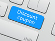 Save money concept: discount coupon key keyboard