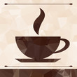 Abstract cup of coffee on a geometric background.
