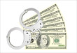 handcuffs with money isolated in white background