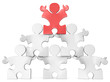 Illustration: Business Pyramid.Puzzle people x 6 in Pyramid Formation. Red. Business Pyramid.Puzzle people x 6 in Pyramid Formation. Red.