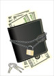 wallet with padlock and keys - symbolic for safety precautions
