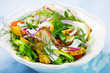 Fresh salad with roasted chicken and potatoes