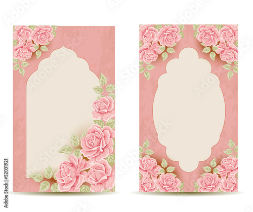 Illustration: Set: vintage labels with flowers. Raster version Set: vintage labels with flowers. Raster version