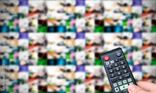 Photo: Remote control. Multiple images gallery panel in background Remote control. Multiple images gallery panel in background