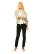 Photo: Woman standing in full length and pointing at something. Woman standing in full length and pointing at something.