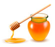 Vector: Jar of honey and a dipstick. Vector. Jar of honey and a dipstick. Vector.