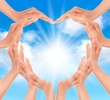 Vetor: Hands holding the sun. Vector illustration. Hands holding the sun. Vector illustration.