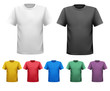 Black and white and color men t-shirts. Design template. Vector