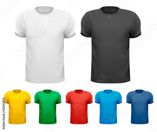 Vector: Black and white and color men t-shirts. Design template. Vector Black and white and color men t-shirts. Design template. Vector