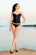 Brunette wearing black panties