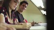 Happy student studying, portrait of young hispanic man