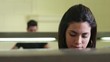 University library, female student, young woman studying