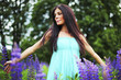 Photo: woman on pink flower field woman on pink flower field