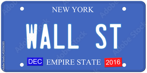 Photo: Wall Street New York License Plate Wall Street New York License Plate
