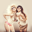 Fashion portrait of a beautiful young sexy womans