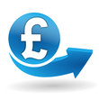 livre sterling sur bouton web bleu