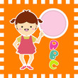 Cute little cartoon girl with place for your tex