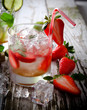 Summer drinks on vintage wooden background