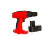 closeup red electric drill on a white background