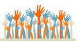Crowd of happy hands with copy space vector.