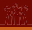 Simple line illustration of hands with copy space.