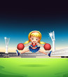 A little cheerleader in the field